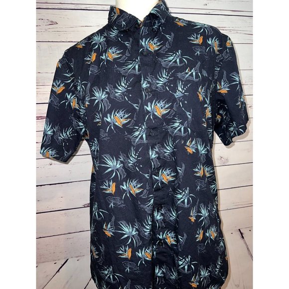Molokai Surf Co Short Sleeve Button Front Shirt Black Large Hawaiian Tropical - Picture 3 of 8